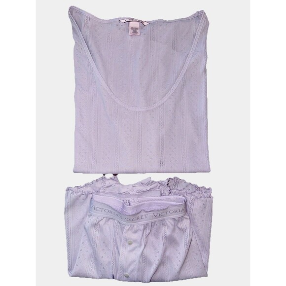 Victoria’s Secret White Eyelet Pajama Set XL Top & Shorts Sleepwear Loungewear - Picture 1 of 12